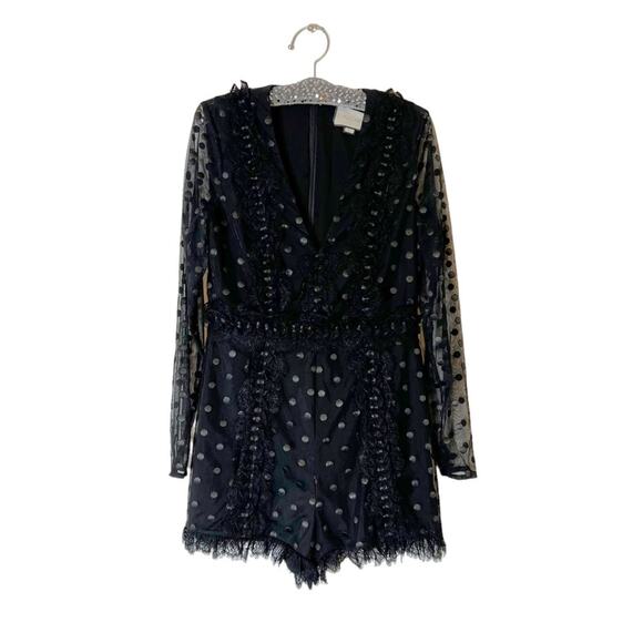 Alexis Samira polka dot ruffle romper black sz L - Picture 7 of 8